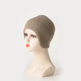 100% Cashmere Beanie Hat with Ear Flaps Soft Knit Winter Cap