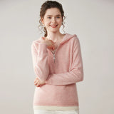 Women’s Cashmere Wool Half-Zip Hooded Sweater