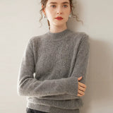 Women’s Cashmere Wool Mock Neck Textured Sweater
