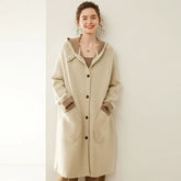 Women’s Hooded Cashmere Long Cardigan Coat with Button Front & Pockets
