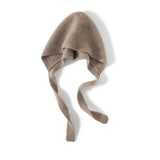 100% Cashmere Balaclava Hood Scarf Knit Hood with Long Ties for Women