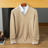 Men’s Cashmere Wool Classic Knit Pullover V-Neck Sweater