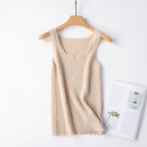 Women’s 100% Cashmere Ribbed U-Neck Slim Fit Knit Tank Top