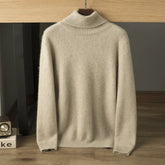 Men’s Cashmere Wool Turtleneck Relaxed Fit Solid Knit Pullover Sweater