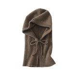 Cashmere Knit Balaclava Hood Scarf Ribbed Neck Warmer