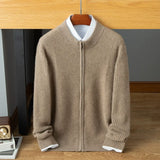 Men’s Cashmere Wool Full-Zip Mock Neck Cardigan Sweater