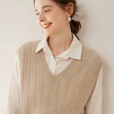 Women’s Cable Knit Cashmere Wool Sleeveless Sweater Vest Top
