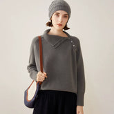 Women's 100% Cashmere Turtleneck Shoulder Button Sweater