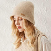 100% Cashmere Bucket Hat Soft Knit Winter Cloche Hat for Women