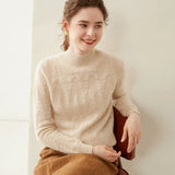 Women’s Cashmere Wool Cable Knit Mock Neck Sweater
