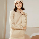 Soft Knit Pullover Women's Cashmere Wool Mock Neck Sweater