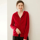 Women’s Cashmere Soft Knit Wool Hooded Zip-Up Cardigan