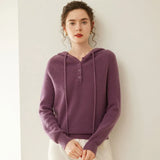 Women’s Cashmere Wool Hooded Henley Sweater