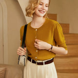 Women’s 100% Cashmere Lightweight Crew Neck Knit Cardigan