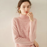 Women’s Cashmere Wool Turtleneck Sweater with Textured Knit