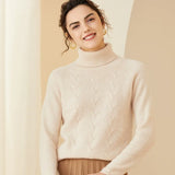 Women’s Cashmere Wool Turtleneck Thick Long Sleeve Knit Sweater