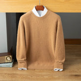 Men’s Cashmere Wool Crew Neck Relaxed Fit Knit Pullover Sweater