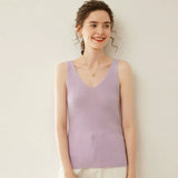 Women’s V-Neck Cashmere Wool Ribbed Tank Top