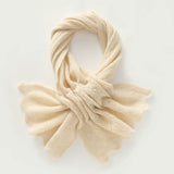 100% Cashmere Ruffle Scarf Soft Knit Winter Neck Wrap with Scalloped Edge