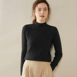 Women’s Cashmere Wool Mock Neck Textured Cable Knit Sweater