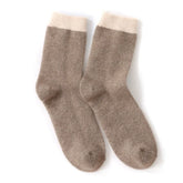 100% Cashmere Crew Socks with Contrast Ribbed Cuffs for Men and Women