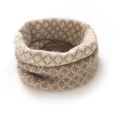 100% Cashmere Snood Scarf Patterned Knit Infinity Neck Warmer