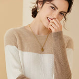 Women’s Cashmere Wool Colorblock Crew Neck Sweater