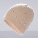 100% Cashmere Textured Beanie Hat Knit Winter Cap for Women
