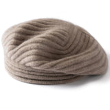 100% Cashmere Pleated Beret Hat Soft Knit Painter Cap