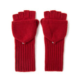 100% Cashmere Convertible Fingerless Gloves Soft Knit Flip-Top Mittens