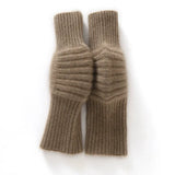 100% Cashmere Knee Warmers Soft Ribbed Knit Leg Warmers