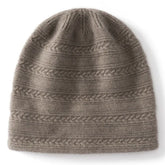 100% Cashmere Cable Knit Beanie Hat Soft Warm Winter Cap