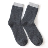 100% Cashmere Crew Socks with Contrast Ribbed Cuffs for Men and Women