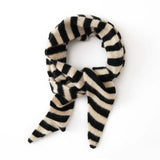 Soft 100% Cashmere Striped Small Triangle Scarf Knit Neck Wrap