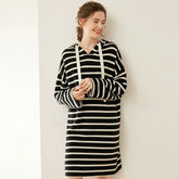 Women’s Cashmere Wool Striped Hooded Sweater Dress