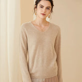 Women's Cashmere Soft Lightweight Knit Pullover V Neck Sweater