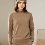 Soft Knit Pullover Women's Cashmere Wool Mock Neck Sweater