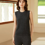 Women’s 100% Cashmere Sleeveless Crew Neck Sweater Vest