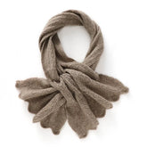 100% Cashmere Ruffle Scarf Soft Knit Winter Neck Wrap with Scalloped Edge