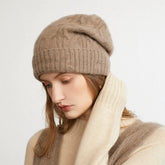 100% Cashmere Slouchy Beret Hat Soft Knit Oversized Beanie for Women