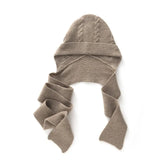 100% Cashmere Knit Hat Scarf Set Earflap Beanie with Long Scarf Ties