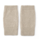 100% Cashmere Arm Warmers Ribbed Knit Fingerless Gloves with Long Cuff