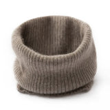 100% Cashmere Ribbed Neck Warmer Knit Snood Scarf with Cozy Folded Collar