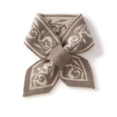 100% Cashmere Bow Scarf Knit Neck Warmer with Patterned Design