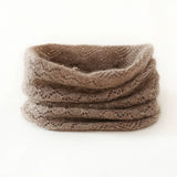 100% Cashmere Lace Knit Scarf Loop Neck Warmer with Openwork Pattern
