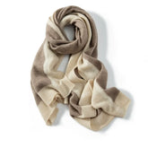 100% Cashmere Color Block Scarf Contrast Color Embroidered Winter Wrap