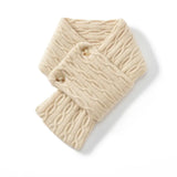 100% Cashmere Cable Knit Neck Warmer Button Scarf Collar Wrap for Women