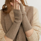 100% Cashmere Arm Warmers Long Fingerless Gloves Soft Knit Wrist Warmers