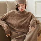 Women’s Mock Neck Cashmere Wool Raglan Sleeve Knit Pullover Sweater