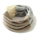 100% Cashmere Contrast Color-Block Infinity Neck Warmer Loop Scarf